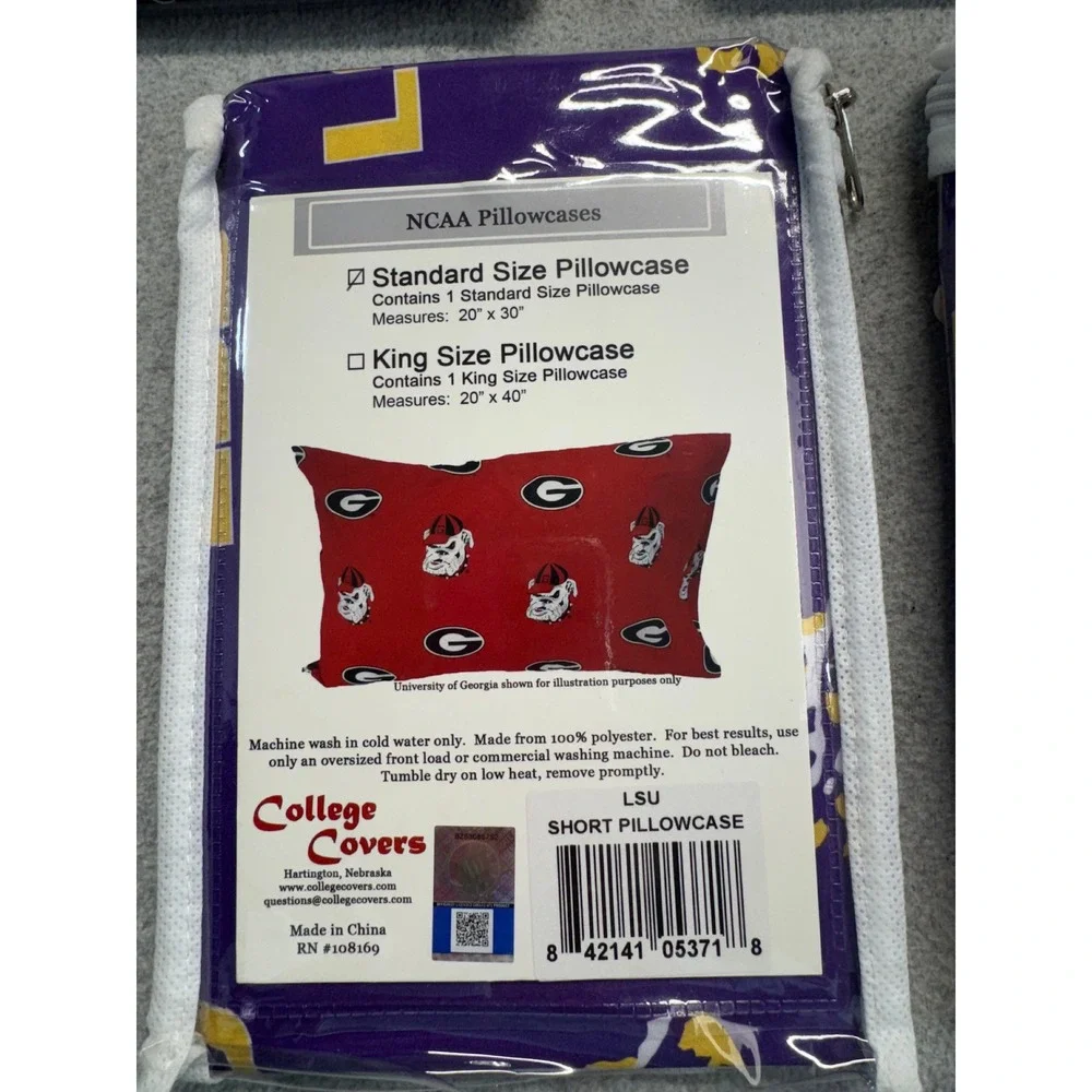 LSU Tigers NCAA Standard Pillowcase Purple Gold Team Logo College Covers NIP‎
